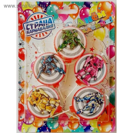 РАСПРОДАЖА  Набор свечей в торт "Трансформеры", 5 шт.