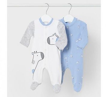 Комбинезон Mayoral Newborn Зебра и Жираф Светло-голубой, 2 шт.