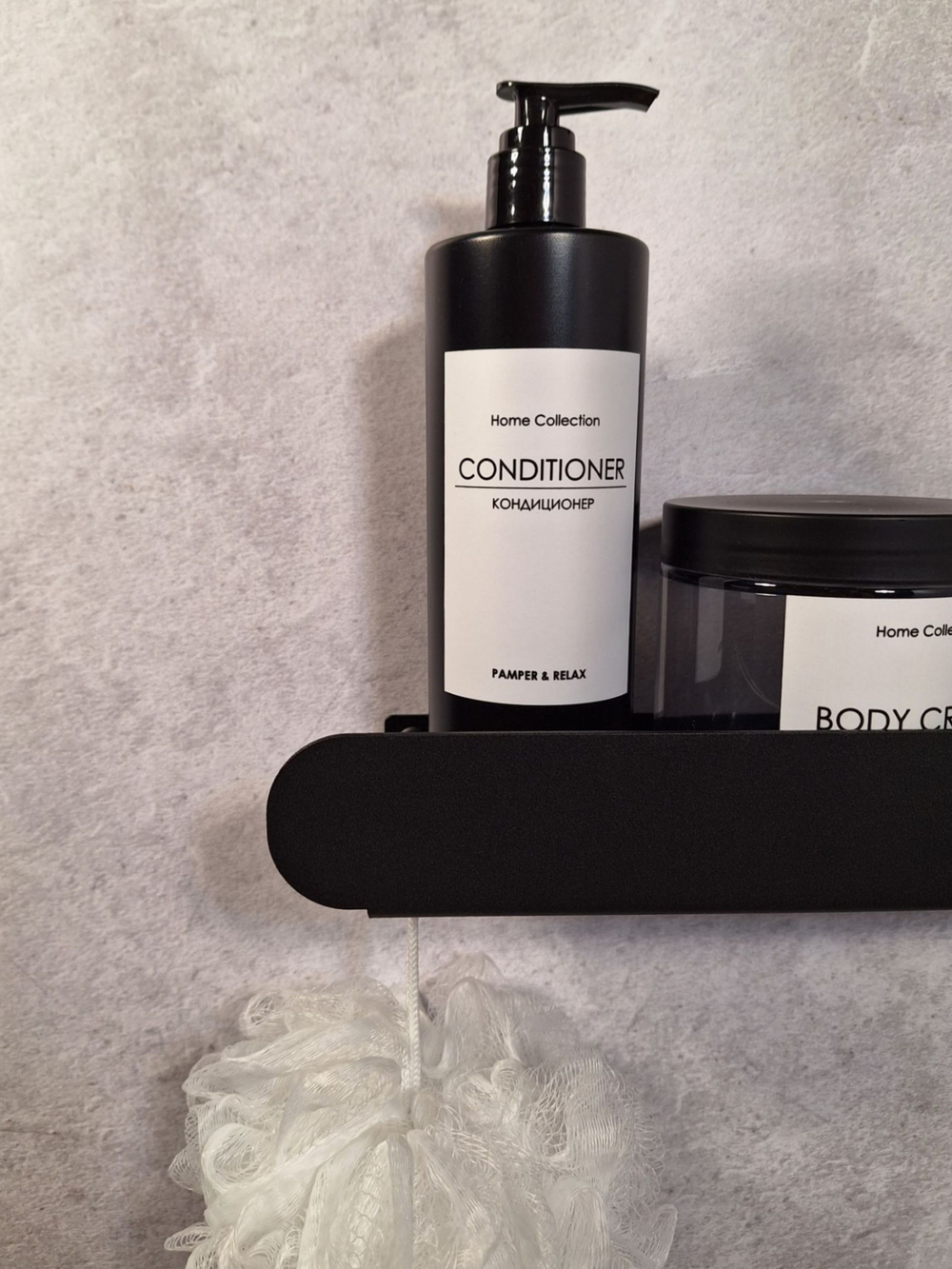 Полка для ванной комнаты, полка для кухни, полка для прихожей, MetaDec Arc черная 40см