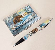 Набор подарочный "Схватка" (визитница персональная, ручка Паркер)