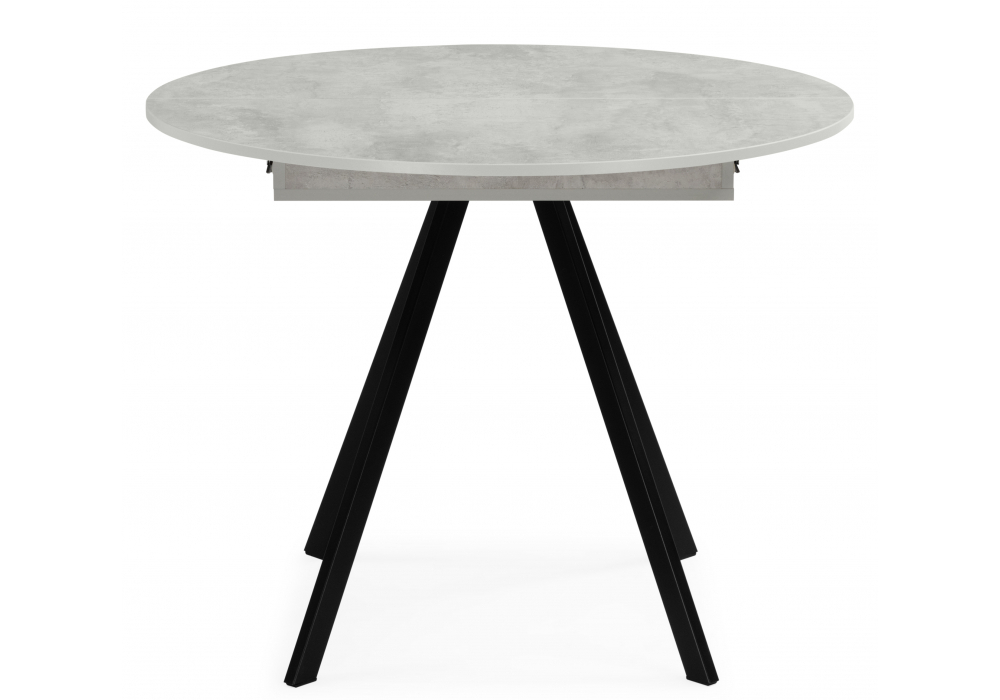 Стол деревянный Woodville Карпер 90(120) бетон метрополитан, черный матовый, ножки черные