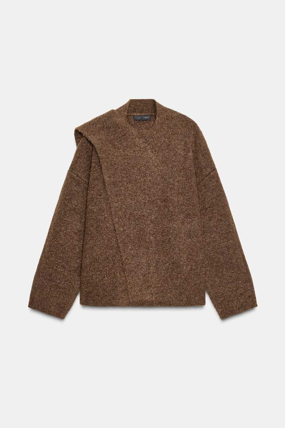 ZARA КАРДИГАН С ШАРФОМ, КОРИЧНЕВЫЙ