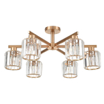 Потолочный светильник 6х60Вт E27, металл/стекло, медь