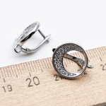 Ювелирные швензы с родиевым покрытием, фианиты, размер 16*13,5 мм, цена за пару