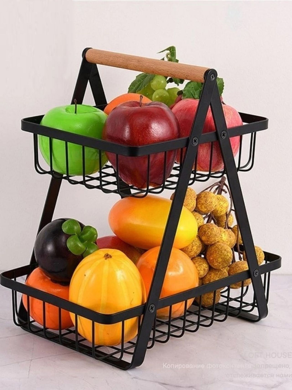 2-ярусная корзина для фруктов, съемная складная подставка для фруктов