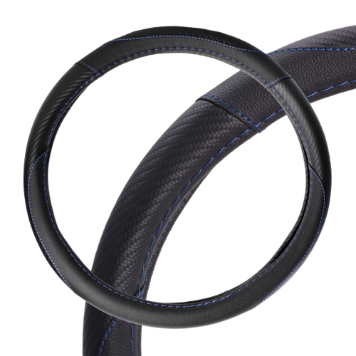 Оплетка руля M Airline кожа черная карбон синяя прошивка AWS-LI-16M