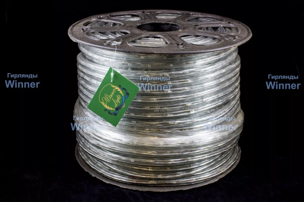 Дюралайт круглый _ 13 мм., 220V, 3-жилы, синие LED лампы 32 шт на 1 м., бухта 100 м, силикон, Winner (05.100.13.32B)