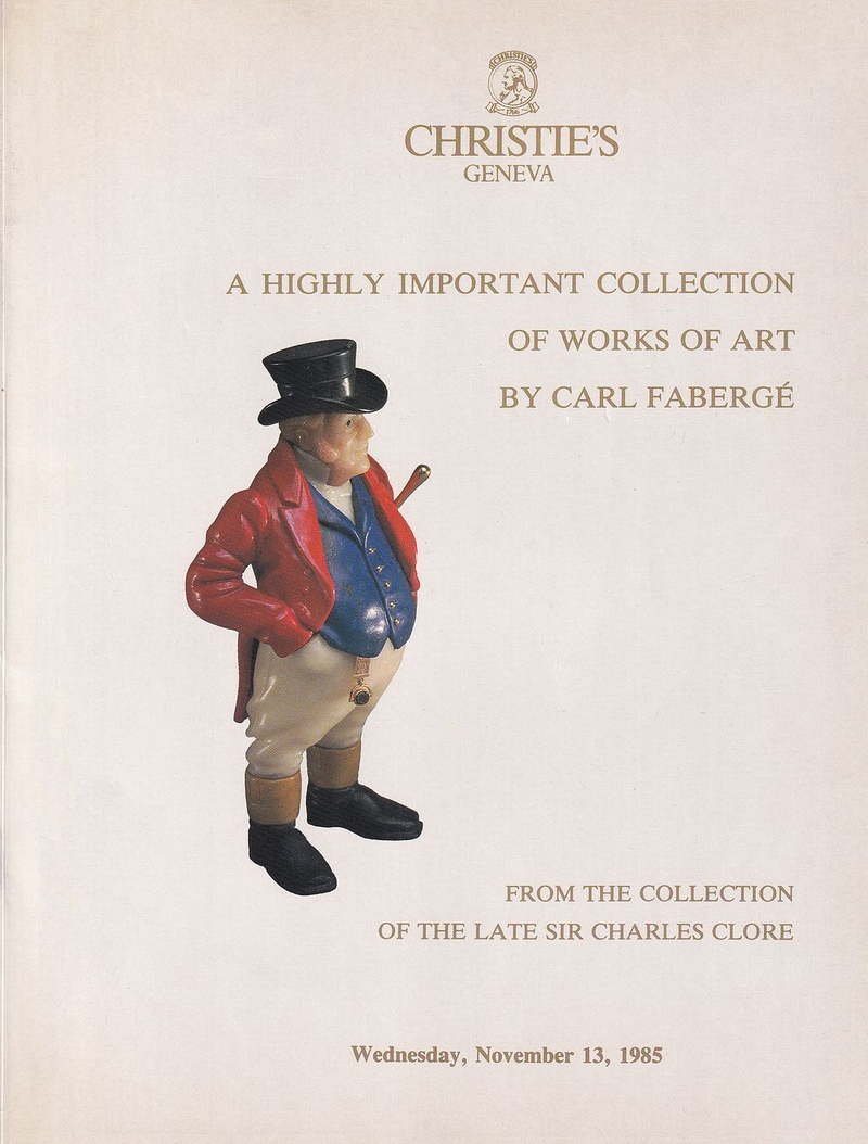 Каталог аукциона Christie’s, Женева, Значимые работы авторства Карла Фаберже из коллекции сэра Чарльза Клора от 13 ноября 1985 года