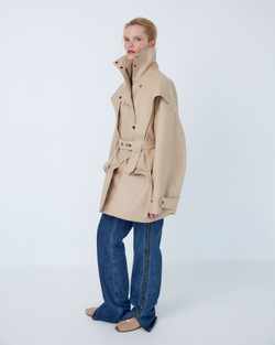 Тренч на молнии из хлопка Берберри бежевый