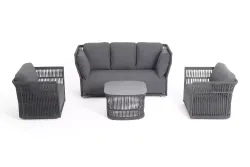 "Лугано" лаунж-зона 5-местная плетеная из роупа (веревки), каркас алюминиевый темно-серый, роуп темно-серый