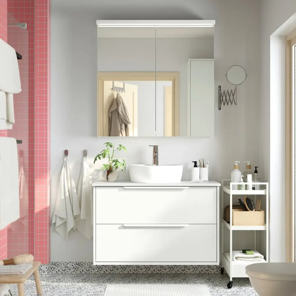 Тумба для ванной  - HAVBÄCK / TÖRNVIKEN /  HAVBАCK / TОRNVIKEN IKEA/ХАВБЕК / ТОРНВИКЕН ИКЕА, 79х102см, белый/черный