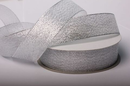 Лента парчовая серебро, 25 мм 22 м