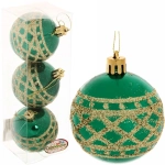 Новогодние шары 6 см (набор 3 шт) «Зимний узор», зеленый
