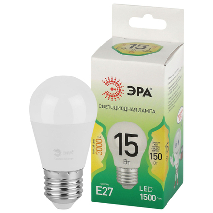 Лампочка светодиодная ЭРА GREEN LINE LED P45-15W-830-E27 GL E27 15 Вт шар теплый свет