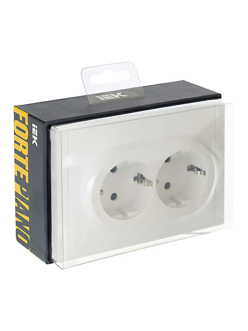 FORTE&PIANO Розетка 2-местная с заземлением без защитных шторок безвинтовое крепление 16А FP224 белый IEK