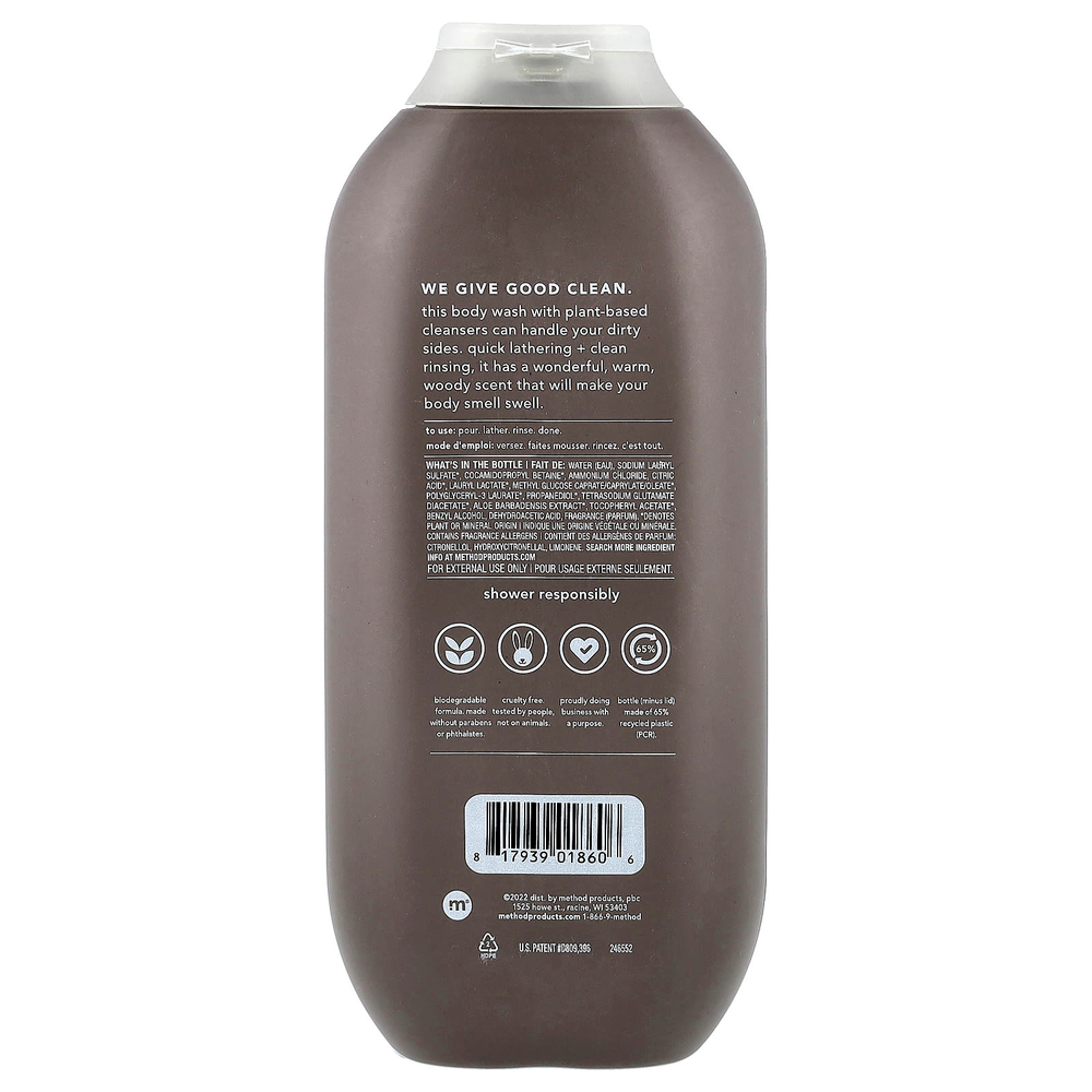 Method, Для мужчин, гель для душа, кедр и кипарис, 532 мл (18 жидк. унц.)