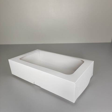 Коробка для зефира с окном белая 26х16х7,5 см