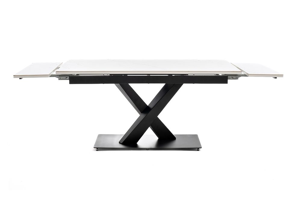 "Юпитер" стол интерьерный раздвижной обеденный из керамики, цвет белый глянцевый