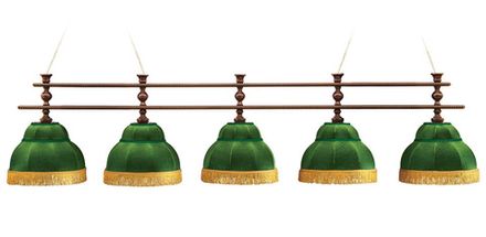 Лампа Аристократ-3 5пл. береза (№5,бархат зеленый,бахрома желтая,фурнитура золото)