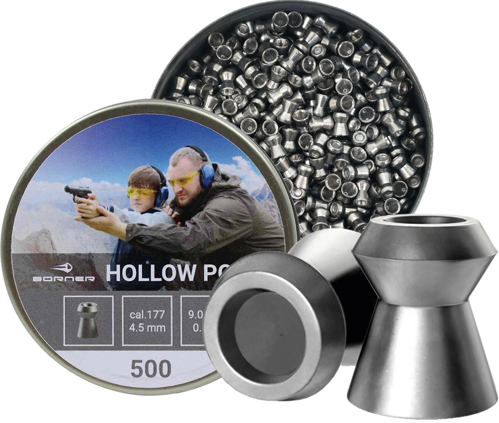 Пули Borner "Hollow Point", кал. 4,5 (400 шт.) 0,58гр.