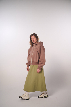 Худи на молнии укороченная с начесом, "Кофе с молоком"