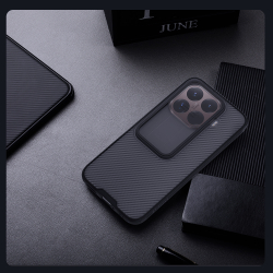 Чехол тонированный с защитной шторкой для камеры на Xiaomi 15T Pro, серия CamShield Pro Case (Transparent black) от Nillkin