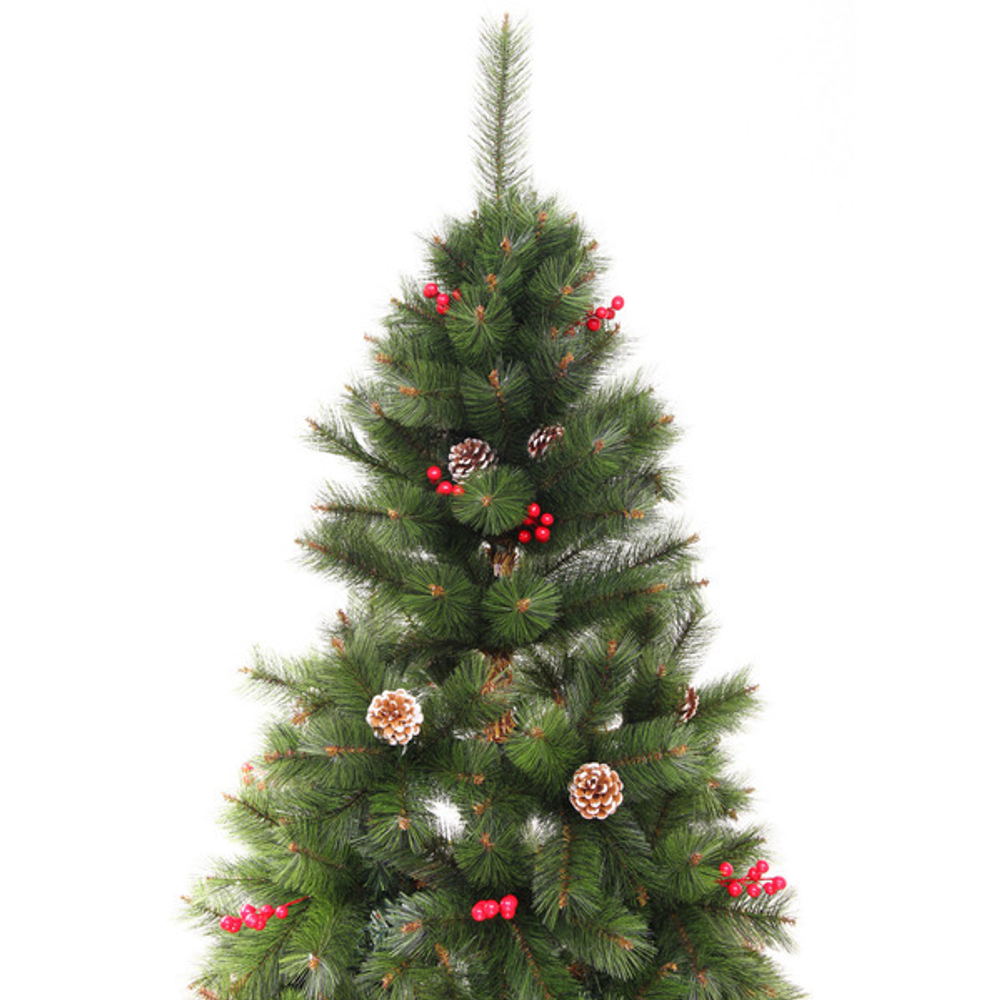 Елка «Венская» 240 см, ПВХ+Леска, ягоды и шишки (1498 веток)