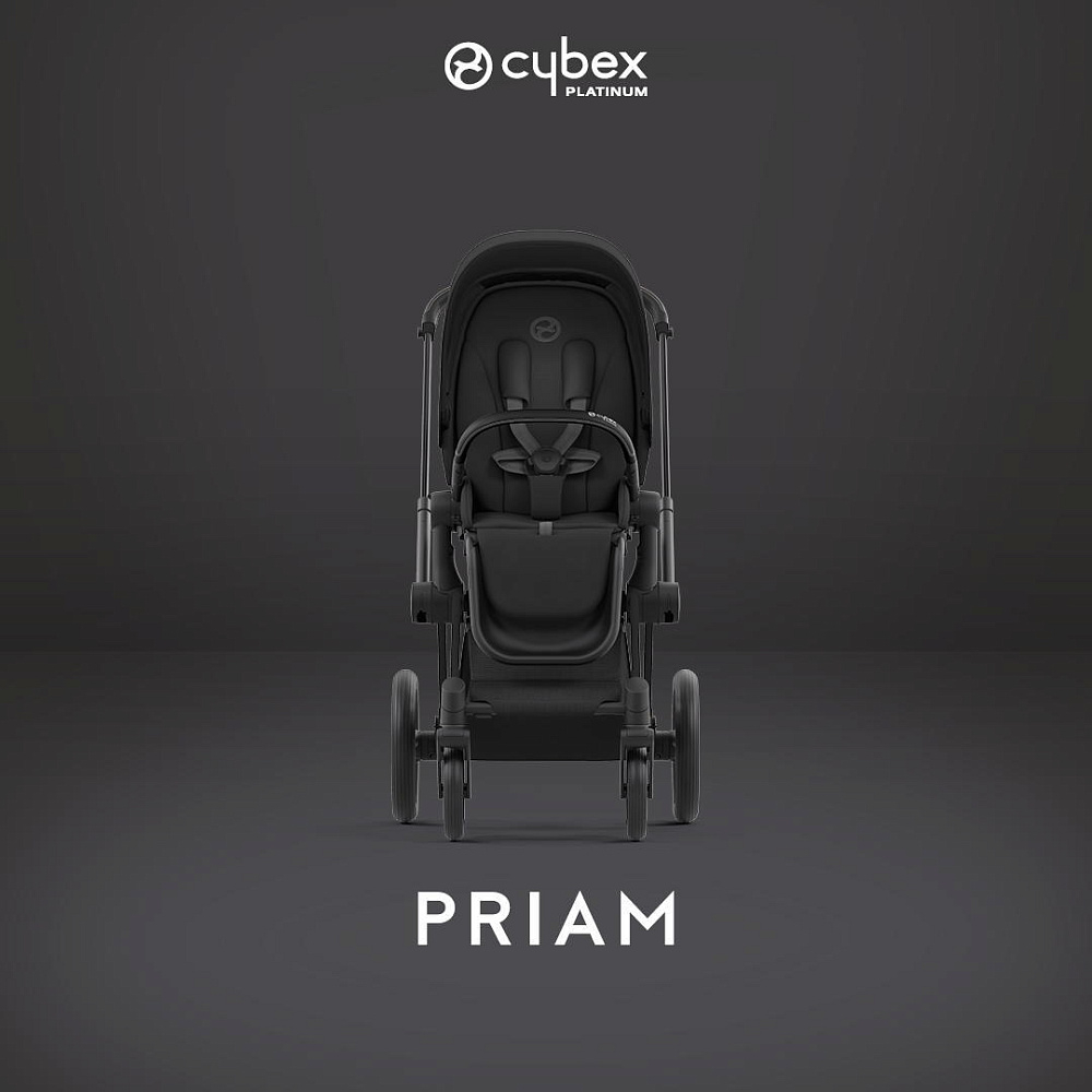 Коляска 3 в 1 Cybex Priam IV Matt Black complete и автокресло Aton B2 i-Size Bay Blue Sepia Black