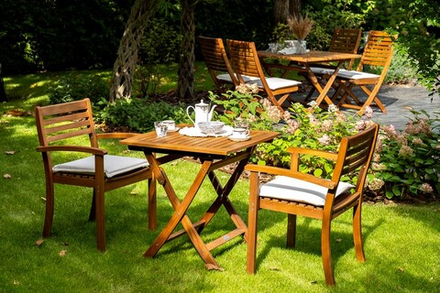 Кофейный комплект из акации Joygarden КАРО с высоким столом, слоновая кость