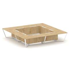 Steel Meet Стол переговорный квадратный KDK-PR.B.SP-20K2 Тиквуд Светлый/Металл Белый 4000*4000*750