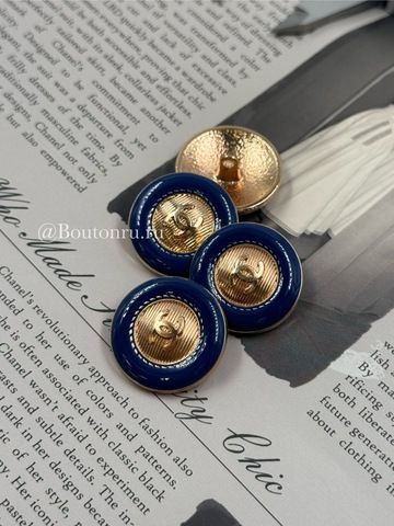 Пуговицы Шан. темно-синие с золотистой серединкой