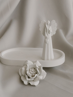 Статуэтка Ангел Верность и Аромакамень Цветок на подносе