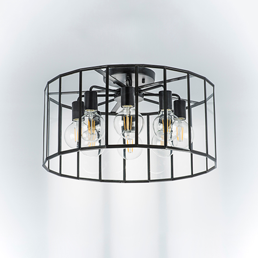 798287 Люстра GENNI 8х40W E27 ЧЕРНЫЙ МАТОВЫЙ/ПРОЗРАЧНЫЙ