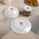 2480344 Набор детской посуды «Гонки», 3 предмета: кружка 220 мл, миска 400 мл, тарелка 18 см