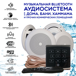 Комплект влагостойкой акустики для бани, сауны и хамама - SW 4 Black ECO(черный)