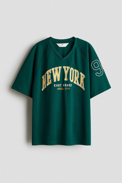 H&M Хоккейная футболка свободного кроя, темно-зеленый