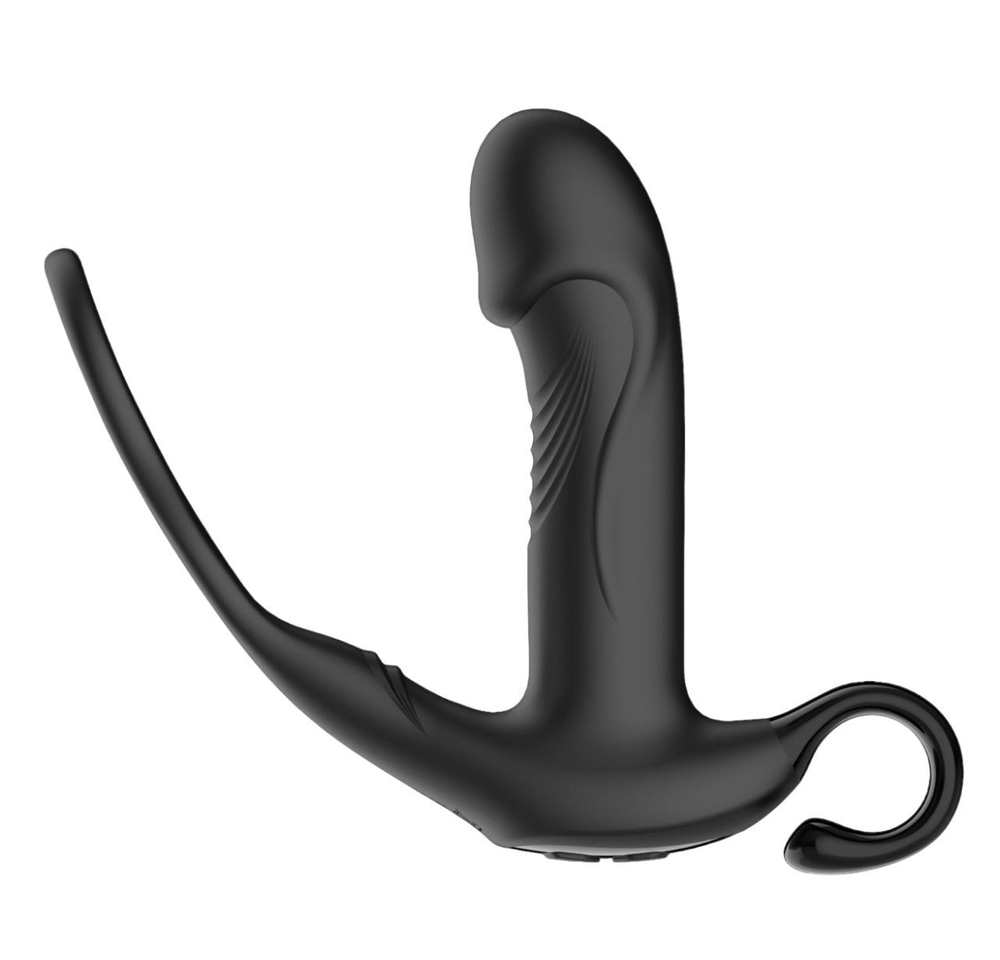 Черный пульсирующимй массажер простаты с вибрацией и пультом ДУ - 17,1 см. (Цвет: черный)