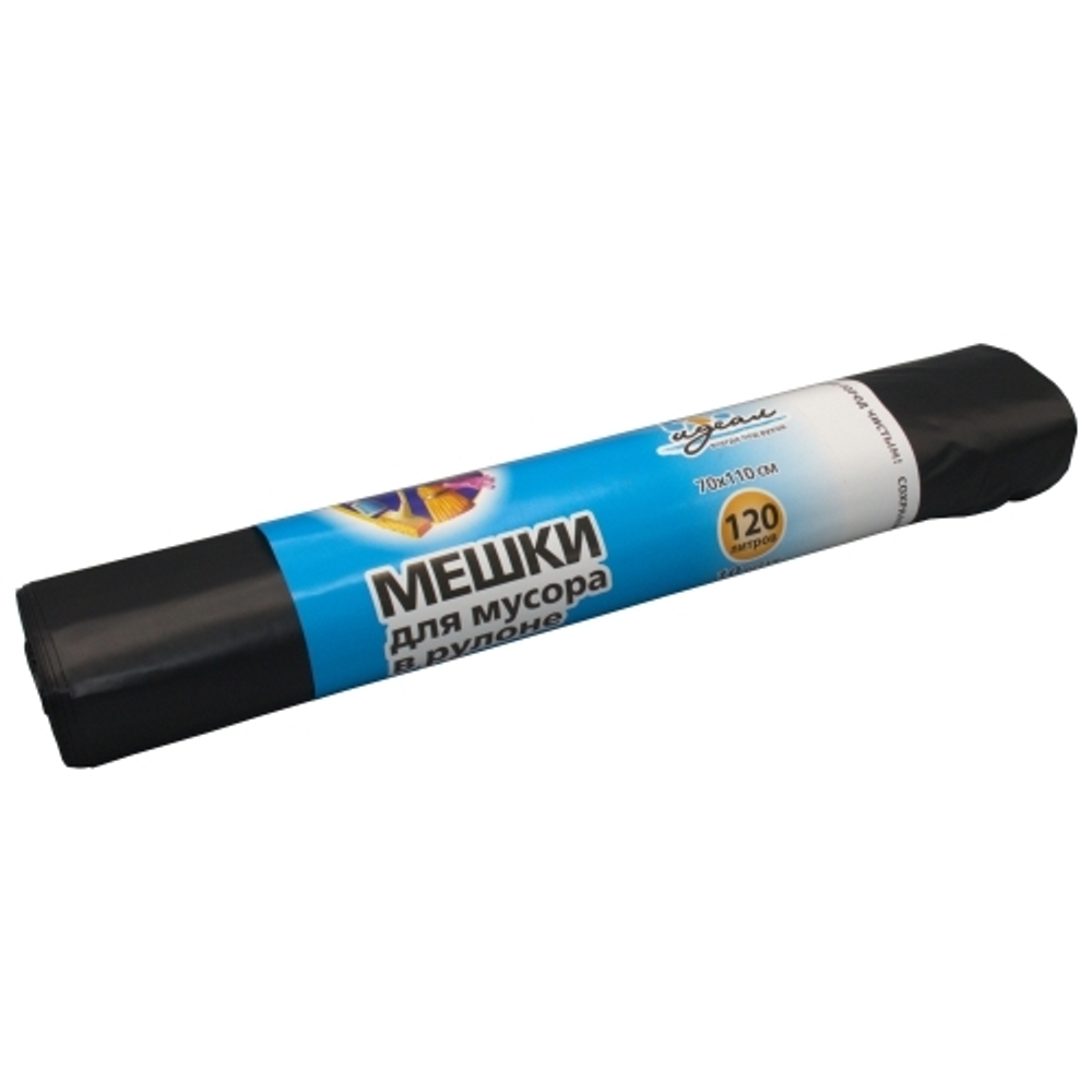 Мешки мусорные в рулона 120 л 70х110 см 50 мкм Идеал (10/200шт)