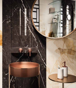 Смеситель для раковины Gessi Venti20, настенный, с длинным изливом, без донного клапана, внешние части, цвет Black Metal Brushed PVD