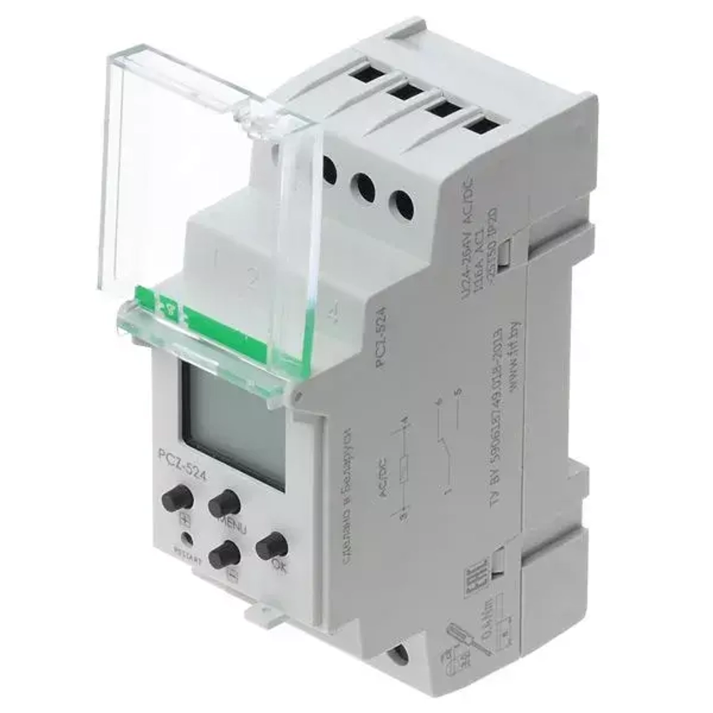 Реле времени астрономическое PCZ-524 24-264В AC/DC 16А 1 переключ. контакт IP20 1 канал