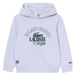 Кофта для мальчика теннисная Lacoste Roland Garros Edition Embroidered Pique Sweatshirt - небесный