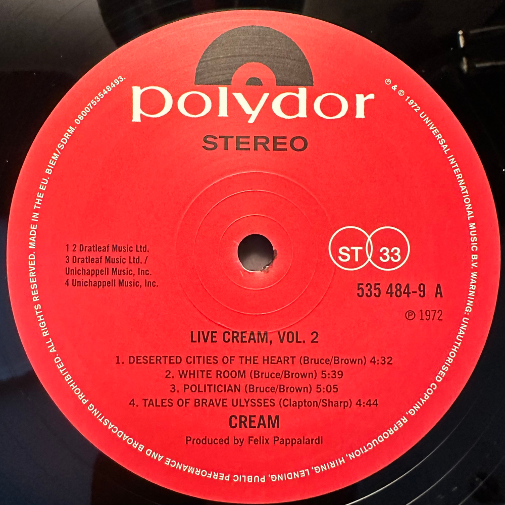 Cream- Live Cream Volume II (Европа 2015г.)