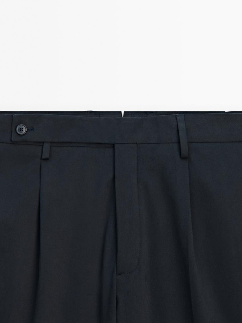 Massimo Dutti Костюмные брюки из смесового хлопка, темно-синий