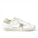 Кеды Golden Goose Superstar shearling-lined distressed glittered leather sneakers