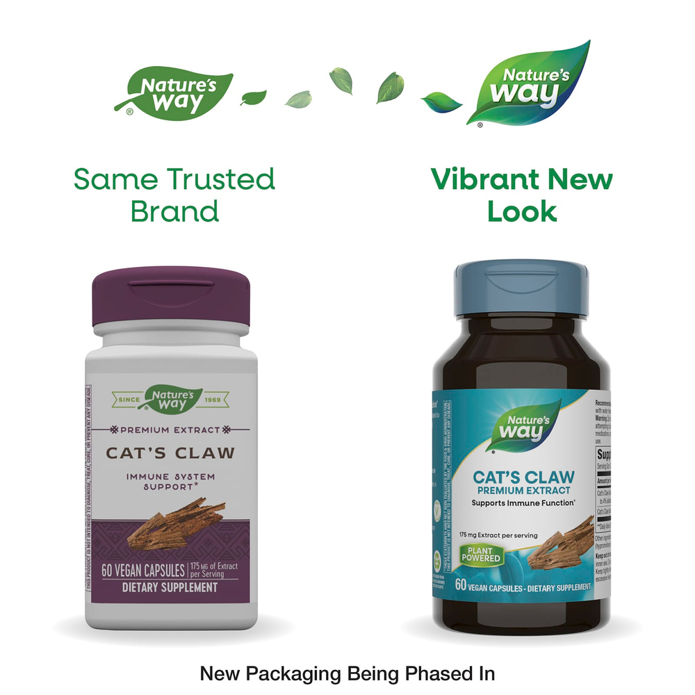 Nature's Way, кошачий коготь, 175 мг, 60 веганских капсул