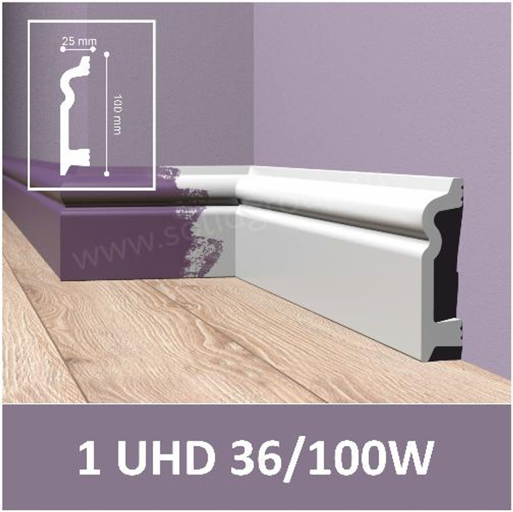 Плинтус Unica UHD 36/100W, белый, L 2.4м