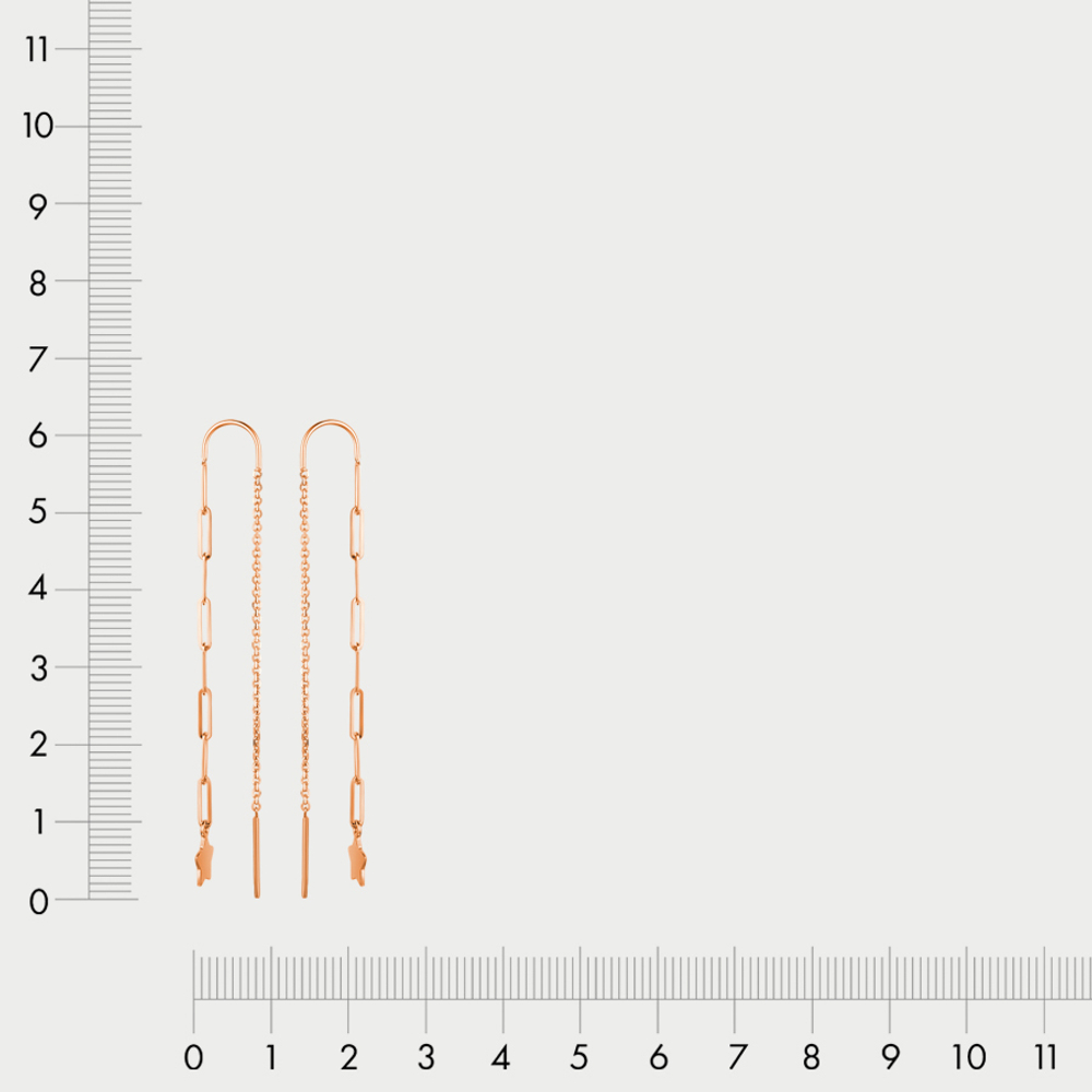 Серьги-продевки для женщин из розового золота 585 пробы без вставки (арт. 1414141)