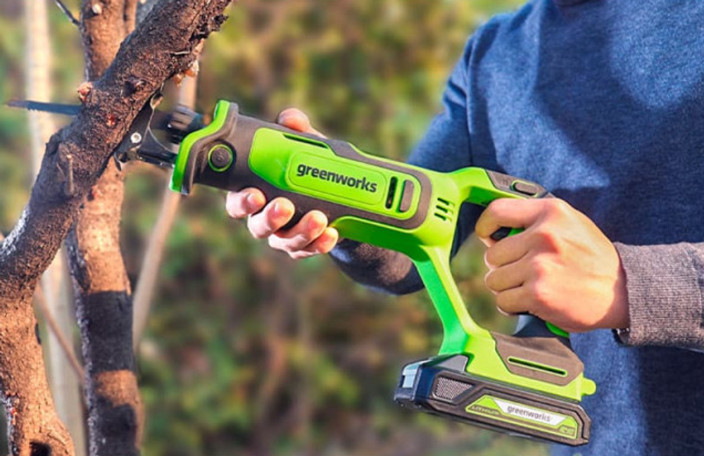 Пила сабельная акк. Greenworks GPT-BLRS-1, 24V, б/щет, 0-3000/мин, рез 115 мм дер.,1х2Ач,ЗУ,кор (1200607CUA)