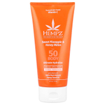 Hempz, Травяное солнцезащитное средство для тела, SPF 50, сладкий ананас и медовая дыня, 177 мл (6 жидк. унц.)