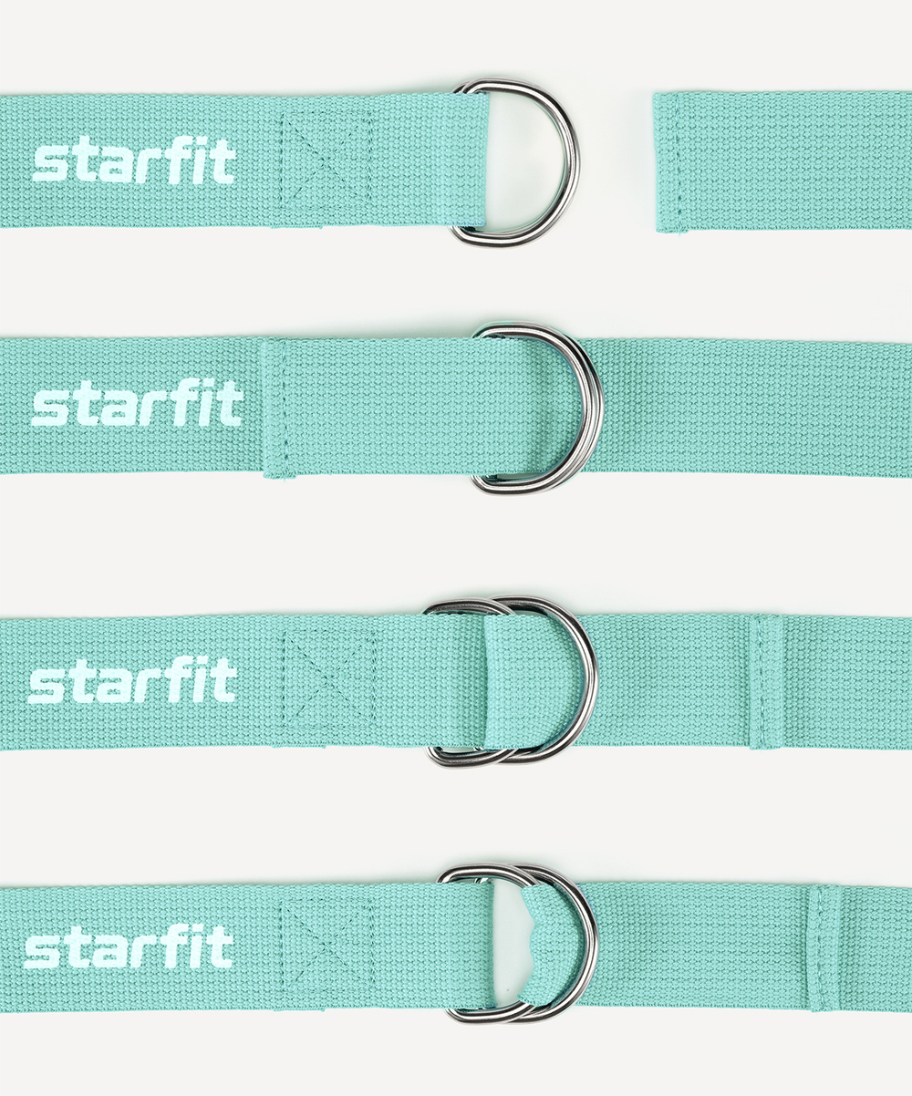 Ремень для йоги YB-100 183 см, хлопок, мятный